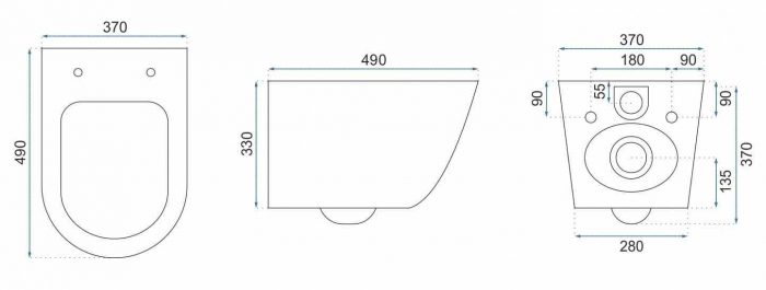 Vas wc suspendabil culoare alb model Carlo Mini Rimless Flat White Gold Edge - Rea [6]