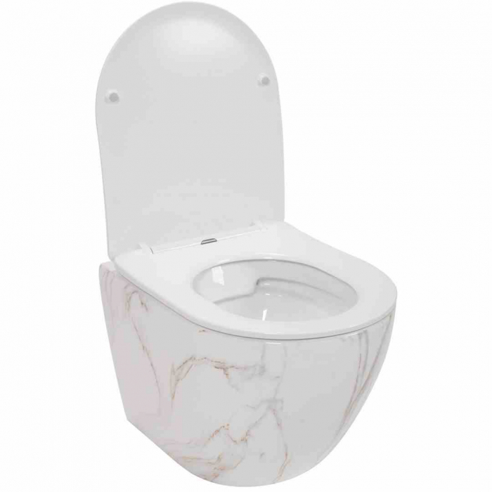 Vas wc suspendabil culoare alb model Carlos Rimless Flat Aiax Shiny - Rea [4]