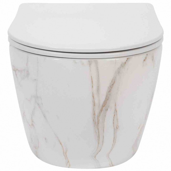 Vas wc suspendabil culoare alb model Carlos Rimless Flat Aiax Shiny - Rea [3]