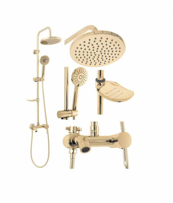 Set de duș culoare auriu înălțime 100 cm material alamă/ABS model Luis Gold [2]