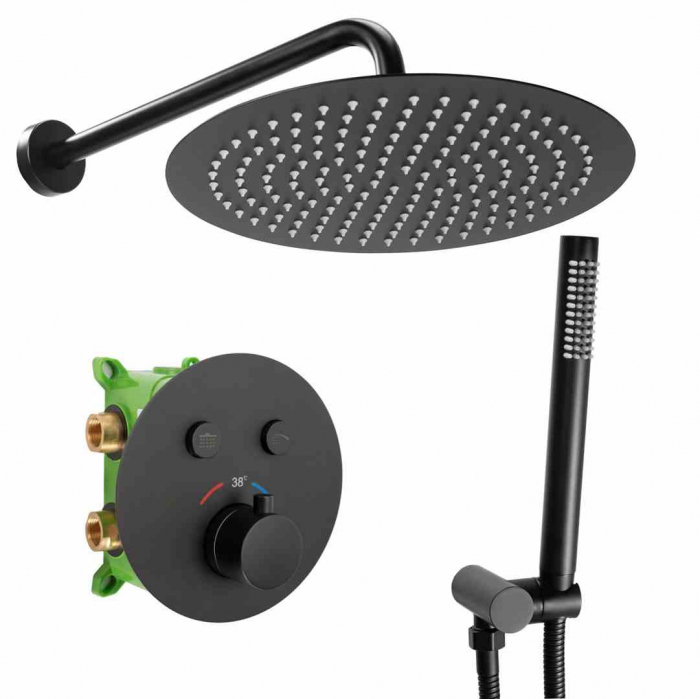 Set de duș cu termostat finisaj negru mat înălțime 18 cm model Lungo Miler Black Matt [1]