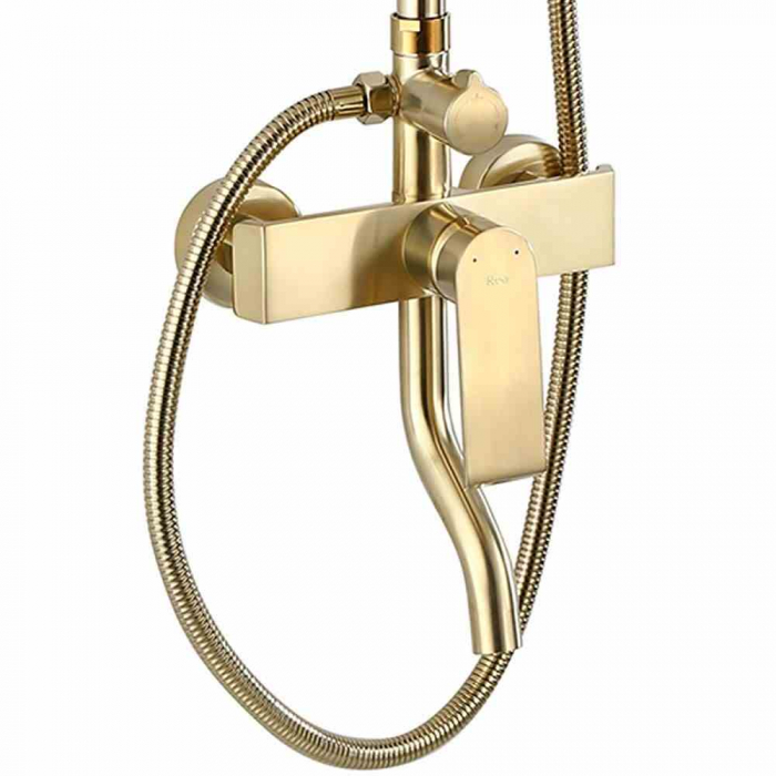 Set de duș culoare auriu periat înălțime 122 cm material alamă/ABS model Hass Brushed Gold [4]