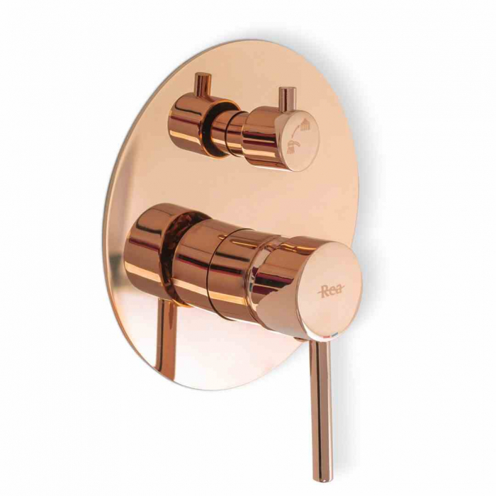 Set de duș încastrat în perete finisaj roz auriu înălțime 16 cm model Lungo Pink Gold [5]
