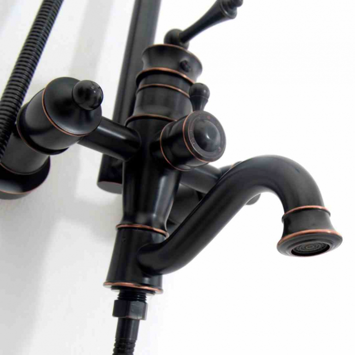Set de duș culoare neagră înălțime 137 cm material alamă/ABS model Vintage Old Black [8]