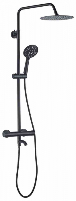 Set de duș cu termostat culoare negru mat înălțime 117 cm model Lungo Black Matt [4]