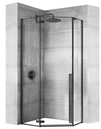 Cabine de duș - Cabină duș batantă de colț mărime 90x90 cm culoare negru mat sticlă securizată de 6 mm model Diamond Black Matt