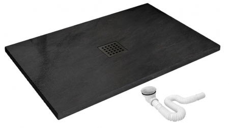 Cădiță duș mărime 90x120 cm culoare negru mat formă dreptunghiulară din acril mineral model Black Rock [5]