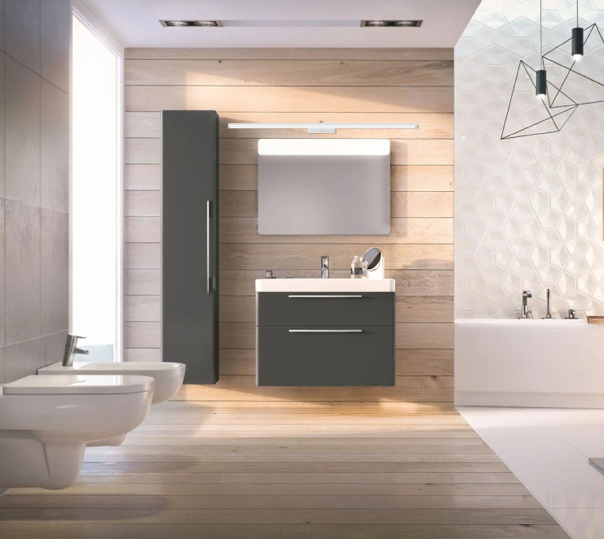 Aplică de baie LED pentru oglindă culoare albă lungime 100 cm model APP376-1W White [2]