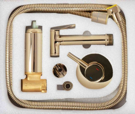 Baterie bideu culoare auriu înălțime 11 cm material alamă model Loop Gold [5]