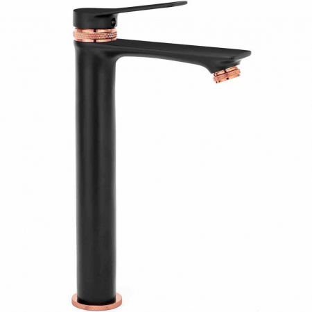 Baterii chiuvetă - Baterie chiuvetă culoare neagră înălțime 30.5 cm material alamă model Viral Black/Rose Gold High