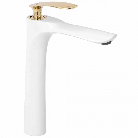 Baterii chiuvetă - Baterie lavoar culoare albă înălțime 29 cm material alamă model Orbit White/Gold High