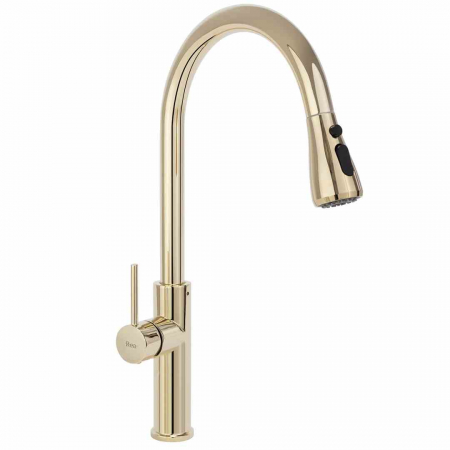 Baterii bucătărie - Baterie bucătărie culoare auriu înălțime 48 cm material alamă model Nest Gold