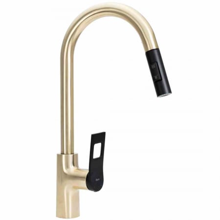 Baterii bucătărie - Baterie bucătărie culoare auriu periat înălțime 43 cm material alamă model Soul Brushed Gold/Black