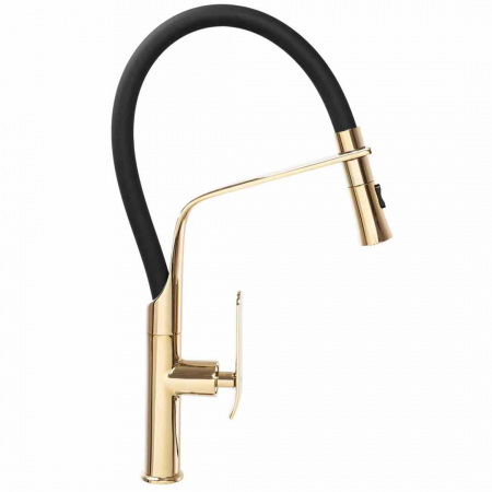 Baterie bucătărie culoare auriu înălțime 48 cm material alamă model Castor Black Gold [1]