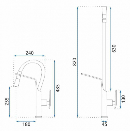 Baterie bucătărie culoare auriu înălțime 48 cm material alamă model Castor Black Gold [3]