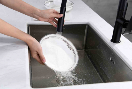 Baterie bucătărie culoare negru mat înălțime 48 cm material alamă model Castor Black Mat [1]