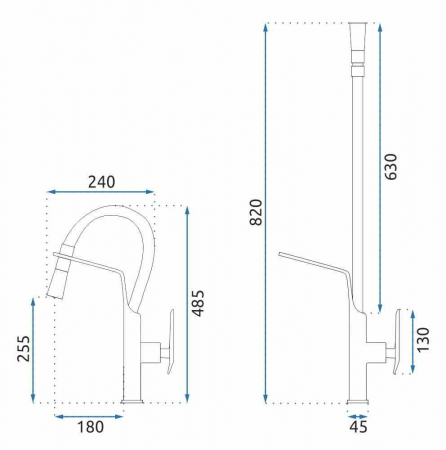 Baterie bucătărie culoare negru mat înălțime 48 cm material alamă model Castor Black Mat [2]