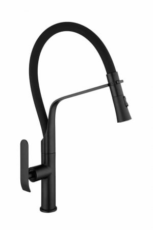 Baterii bucătărie - Baterie bucătărie culoare negru mat înălțime 48 cm material alamă model Castor Black Mat