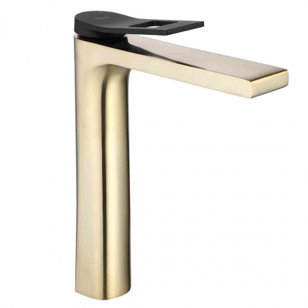 Baterii chiuvetă - Baterie chiuvetă culoare auriu periat înălțime 25.5 cm material alamă model Soul Gold/Black High