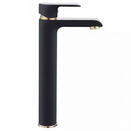 Baterie chiuvetă culoare negru mat înălțime 30 cm material alamă model Bloom Black/Gold High [1]