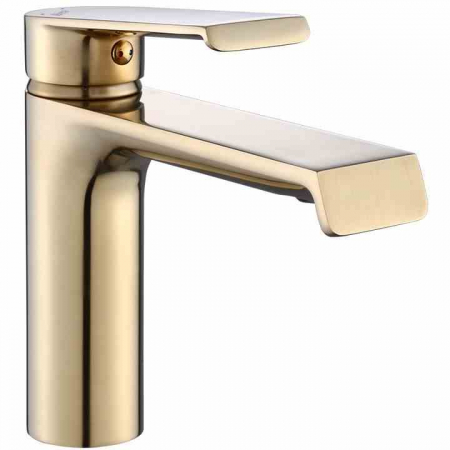 Baterie lavoar culoare auriu periat înălțime 15 cm material alamă model Hass Gold Low