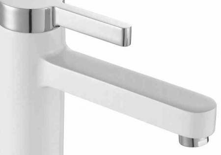 Baterie lavoar culoare albă înălțime 15 cm material alamă model Polo Chrome/White Low [1]