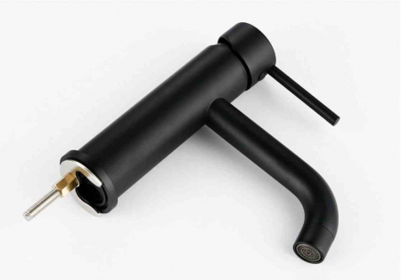 Baterie lavoar culoare neagră înălțime 16.5 cm material alamă model Lungo Black Low [4]