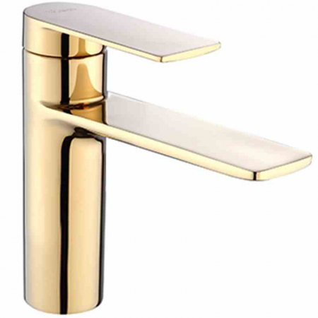 Baterii chiuvetă - Baterie lavoar culoare aurie înălțime 15 cm material alamă model Storm Gold Low