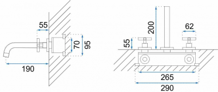 Baterie chiuvetă culoare negru mat înălțime 6.2 cm material alamă model Exit Black [6]