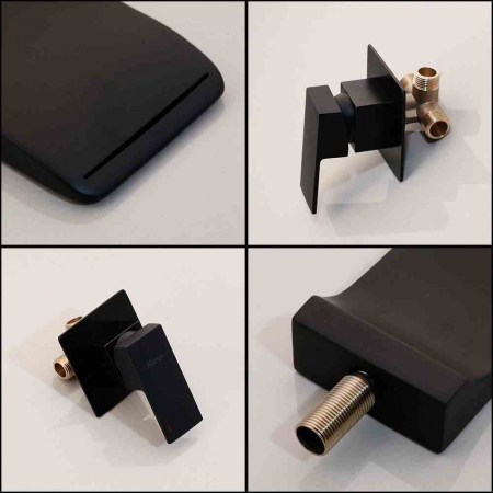 Baterie chiuvetă culoare neagră înălțime 10 cm material alamă model Mason Black [4]