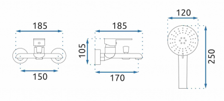 Baterie cadă culoare aurie înălțime 10.5 cm material alamă model Bloom Black/Gold [4]