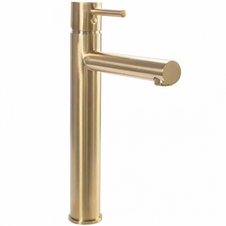 BATERII SANITARE - Baterie chiuvetă culoare auriu periat înălțime 31.5 cm material alamă model Tess Gold Brushed High