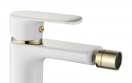 Baterie bideu culoare albă înălțime 16 cm material alamă model Bloom White/Gold [1]