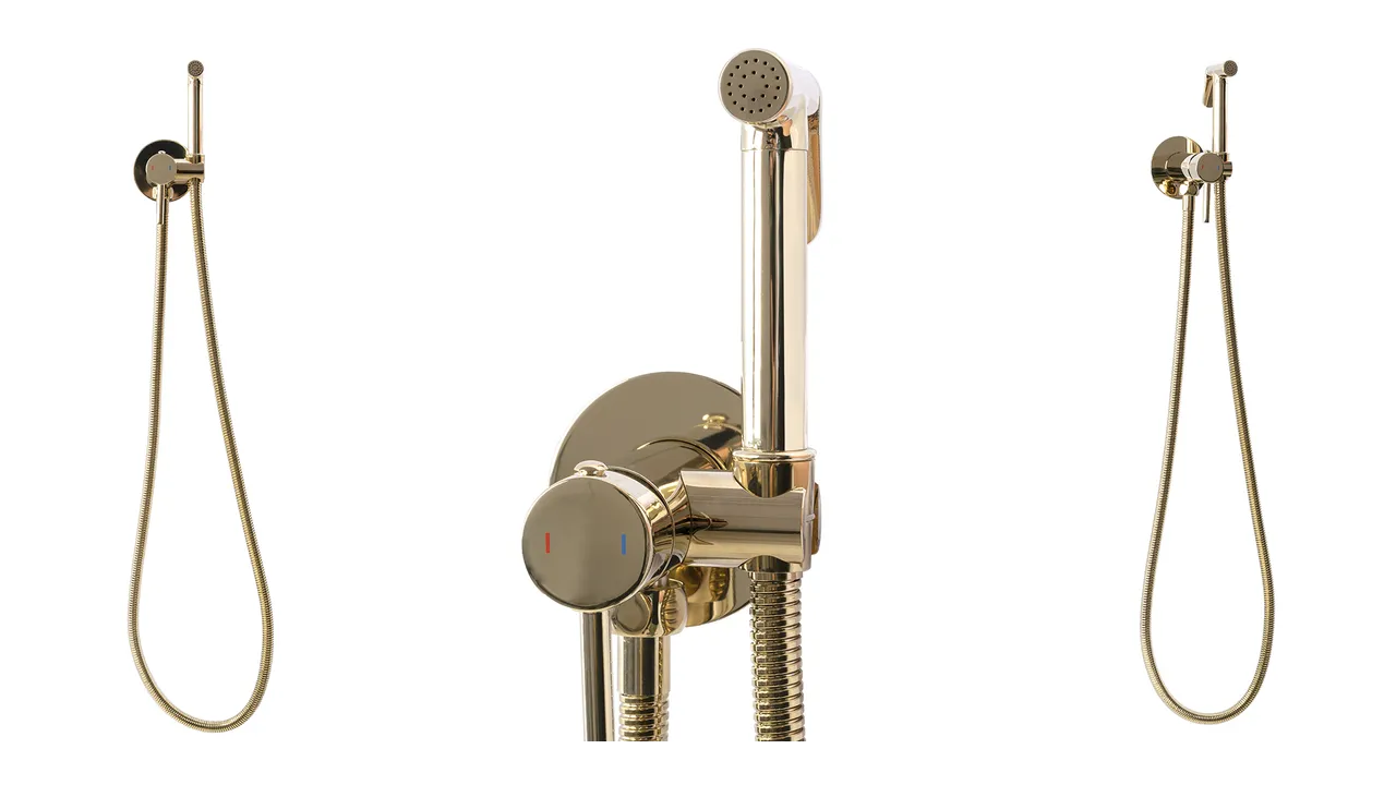 Baterie bideu culoare auriu înălțime 11 cm material alamă model Loop Gold [3]