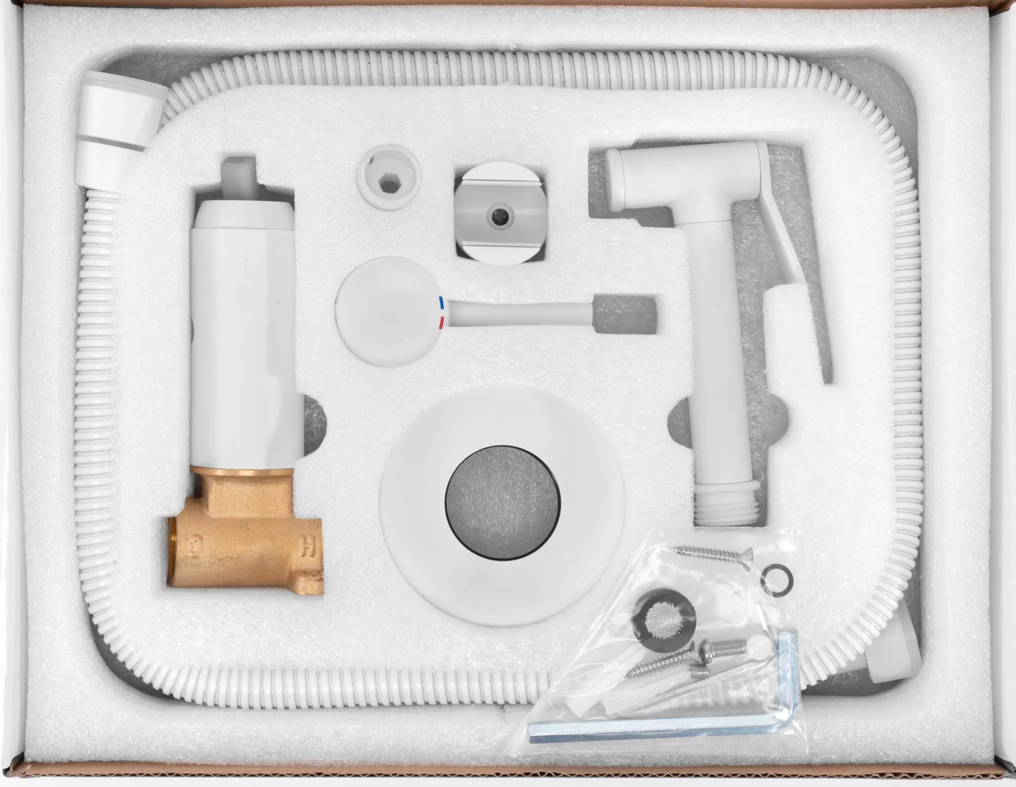 Baterie bideu culoare albă înălțime 11 cm material alamă model Lungo Loop White [4]