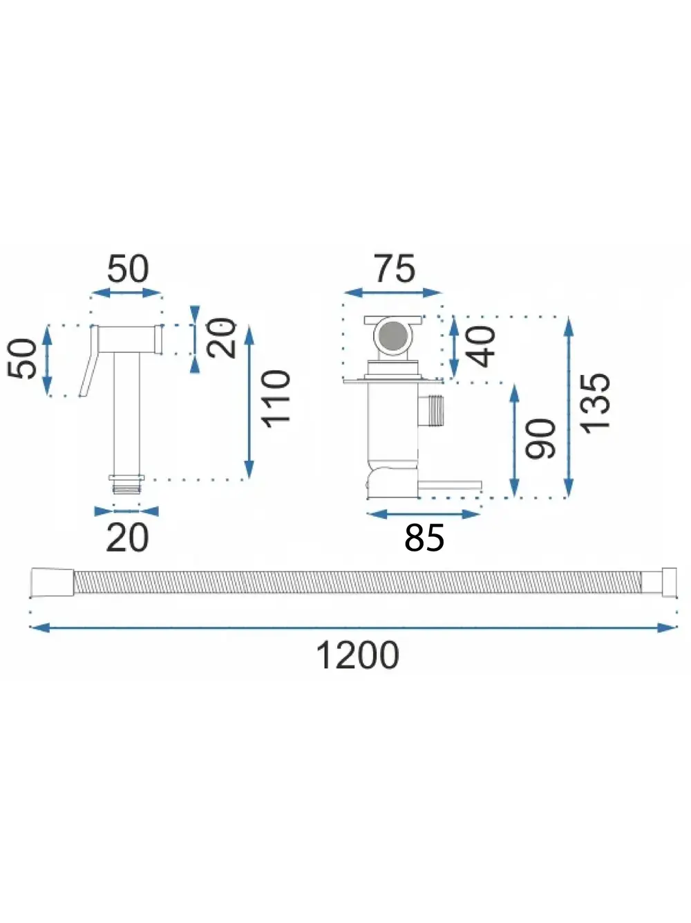 Baterie bideu culoare cupru lucios model Lungo Loop Diamond Copper [6]