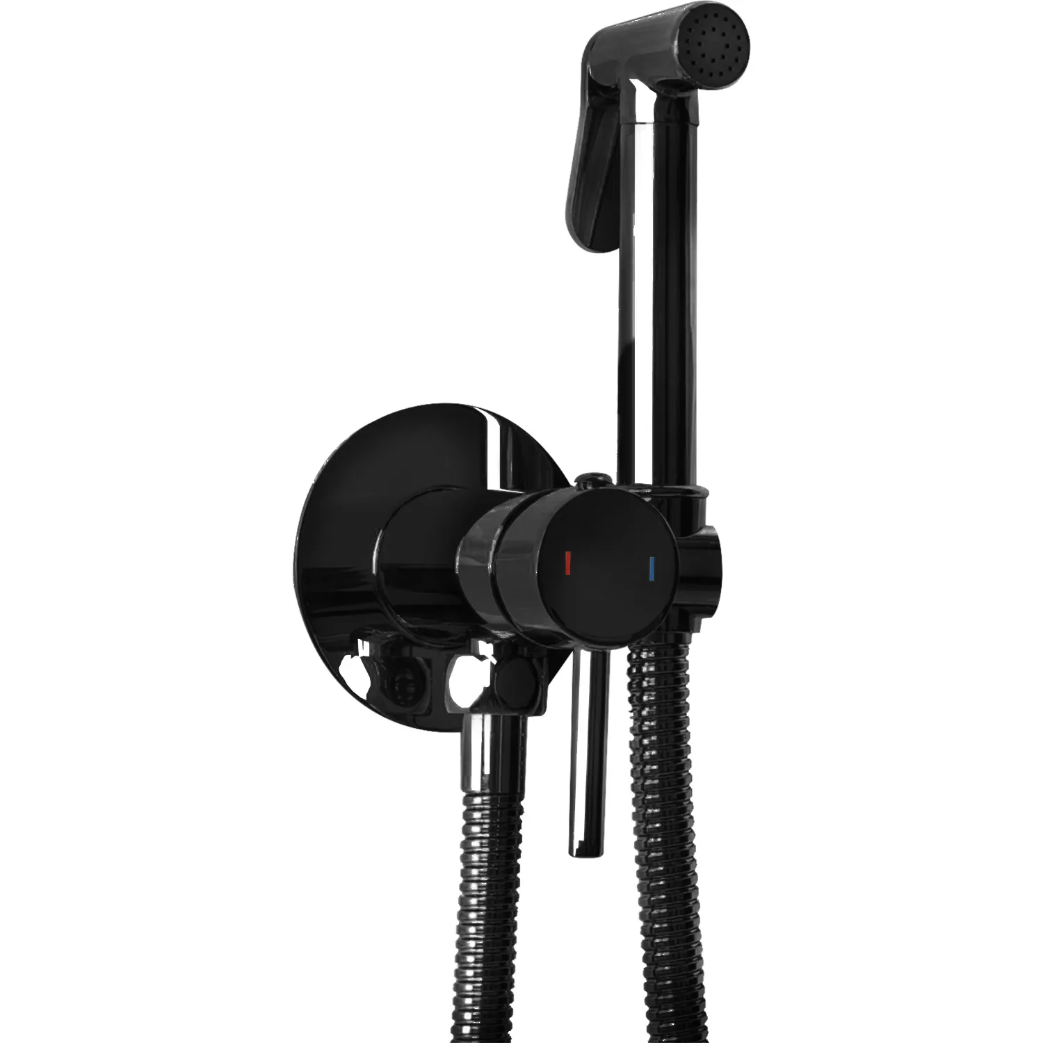 Baterii bideu - Baterie bideu culoare negru metalic material alamă model Lungo Loop Black Metalic