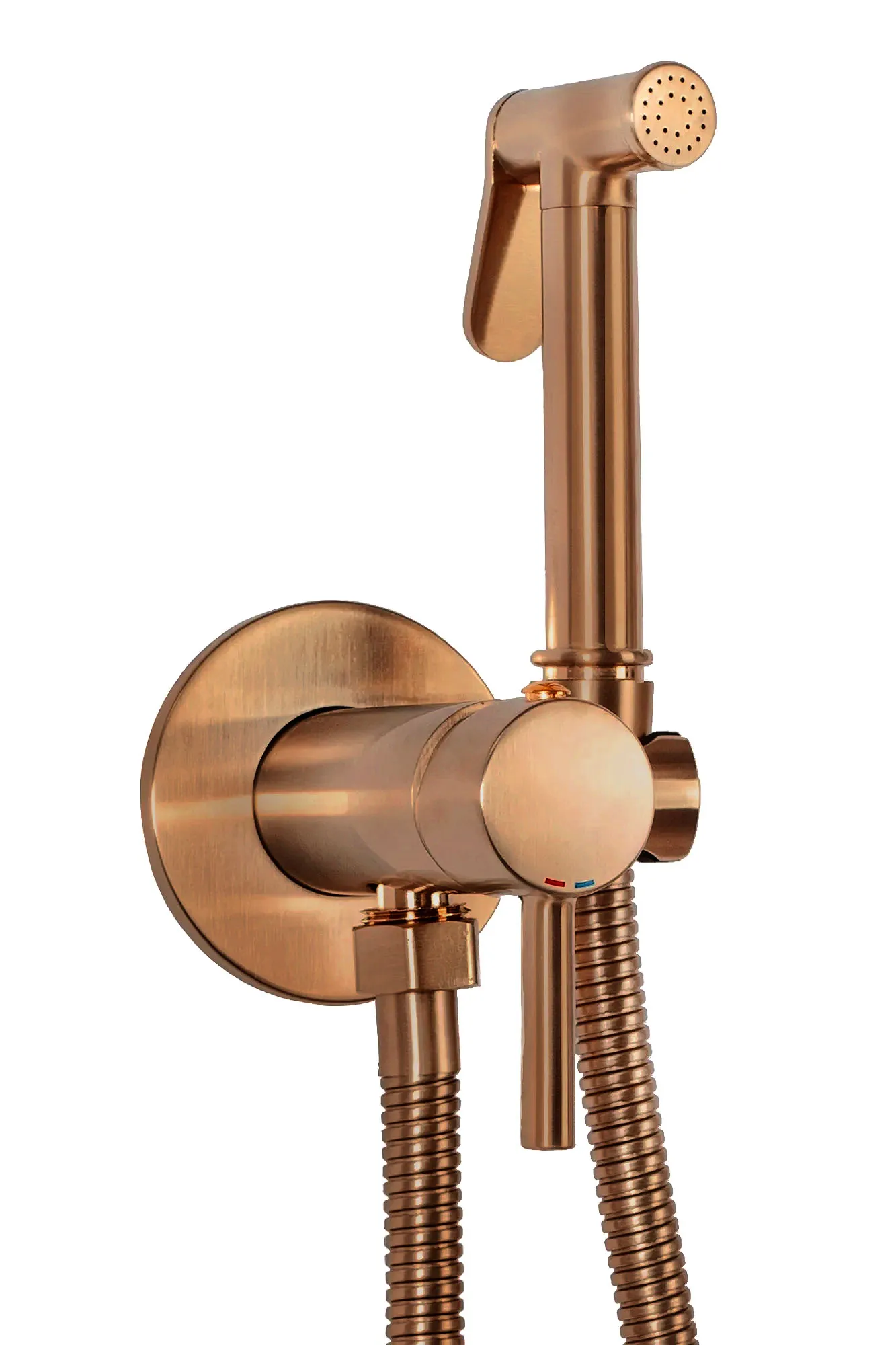 BATERII SANITARE - Baterie bideu culoare cupru periat material alamă model Lungo Loop Copper Brushed