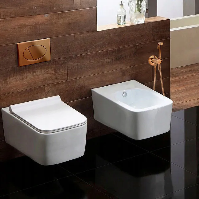 Baterie bideu culoare cupru periat material alamă model Lungo Loop Copper Brushed [3]