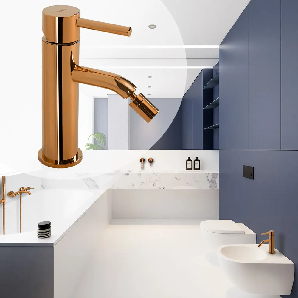 Baterie bideu finisaj cupru înălțime 17 cm material alamă model Lungo Copper [2]