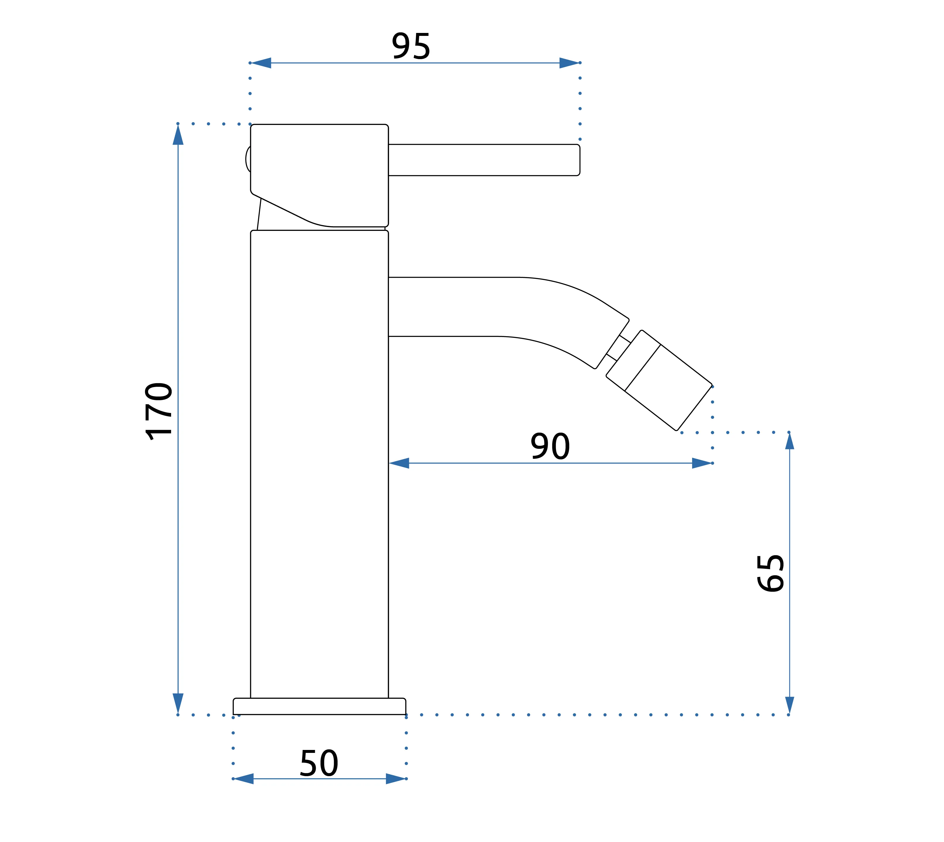 Baterie bideu finisaj cupru înălțime 17 cm material alamă model Lungo Copper [5]