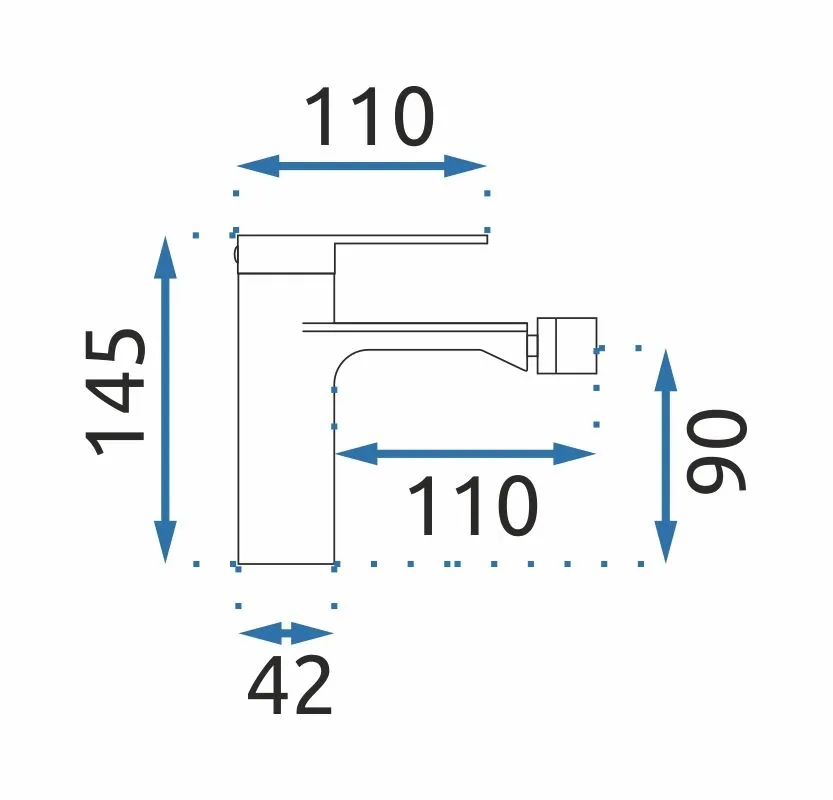 Baterie bideu culoare titanium înălțime 14 cm material alamă model Storm Titanium [5]