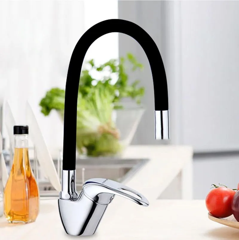 Baterie bucătărie culoare crom înălțime 57 cm material alamă model Lupi Black [2]