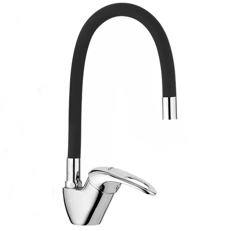 Baterii bucătărie - Baterie bucătărie culoare crom înălțime 57 cm material alamă model Lupi Black