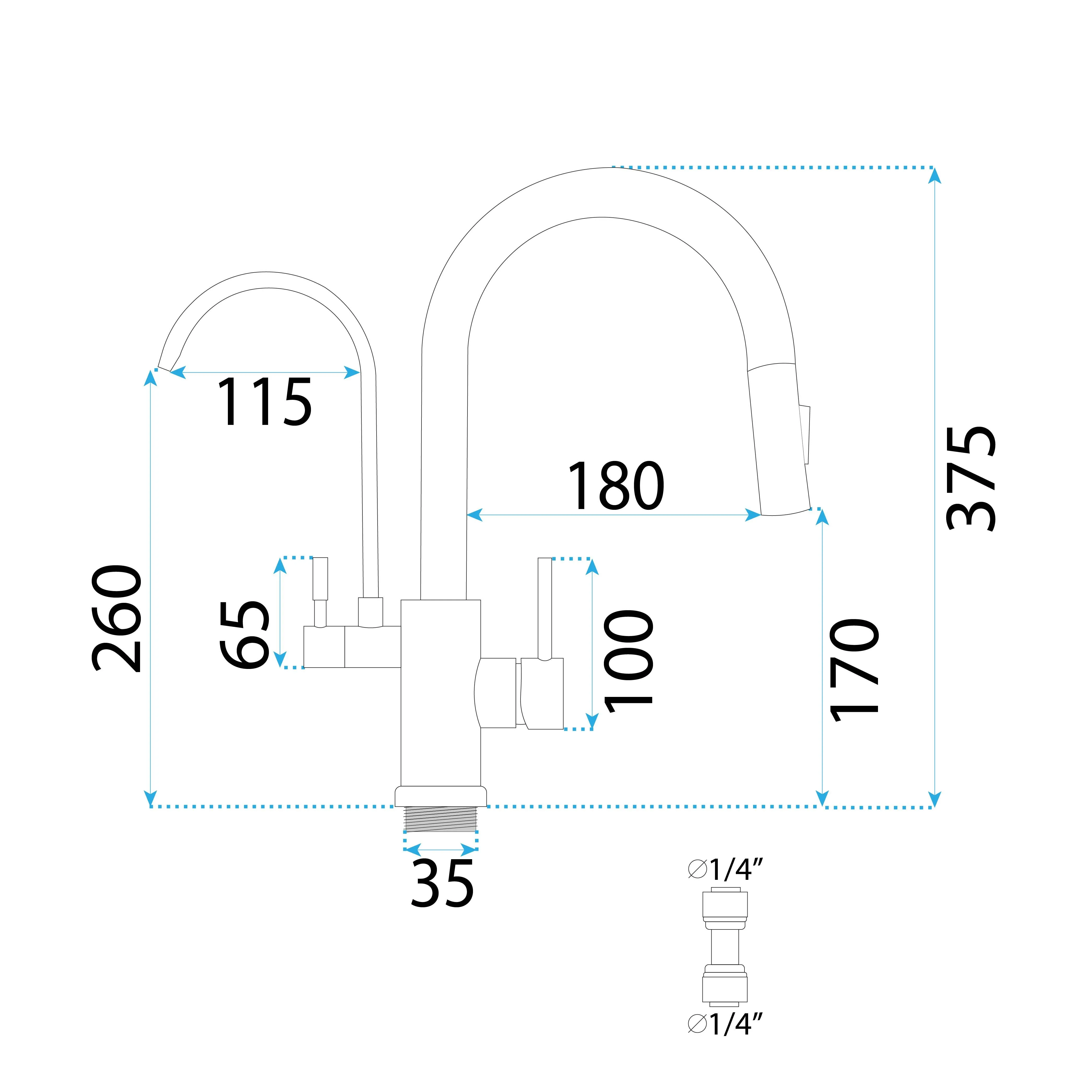 Baterie bucătărie culoare auriu lucios înălțime 37 cm material alamă model Eco Fresh Gold [5]