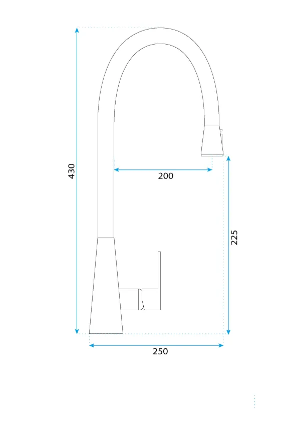 Baterie bucătărie culoare negru mat înălțime 43 cm material alamă model Mild Black Mat [8]