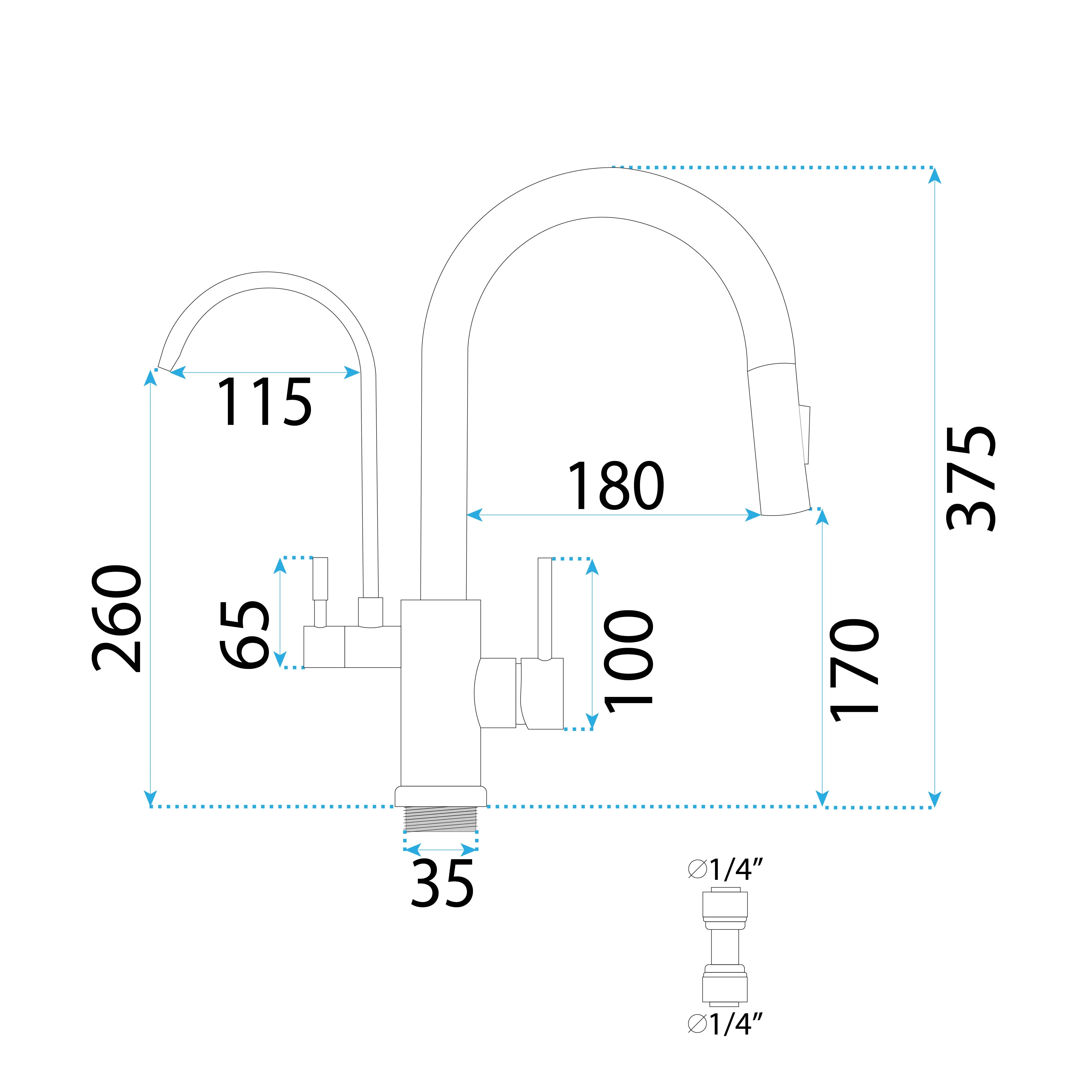 Baterie bucătărie culoare auriu periat înălțime 37 cm material alamă model Eco Fresh Brush Gold [6]