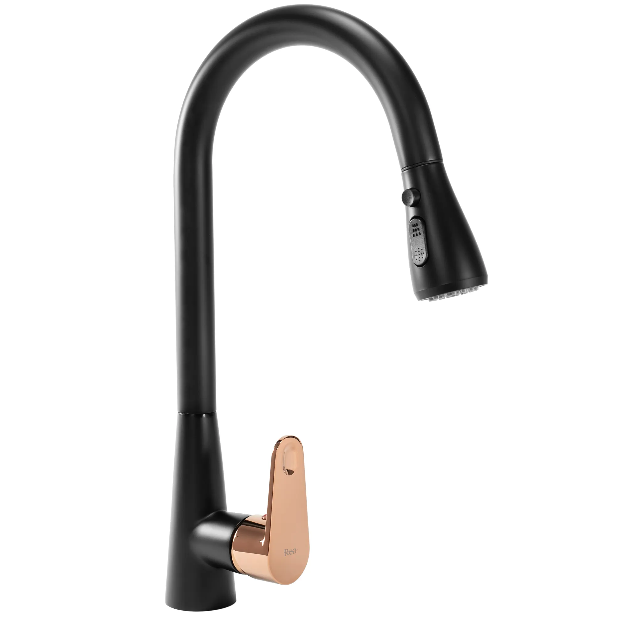 Baterii bucătărie - Baterie bucătărie culoare neagră înălțime 43 cm material alamă model Mild Black Rose Gold