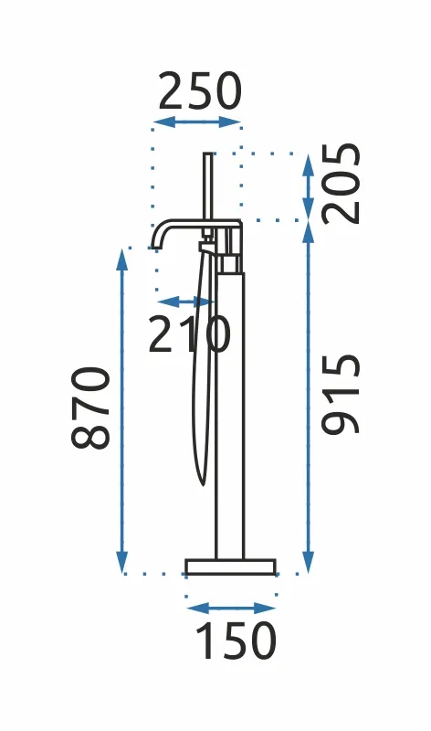 Baterie cadă de podea culoare negru mat înălțime 112 cm material alamă model Carat Black Matt [5]