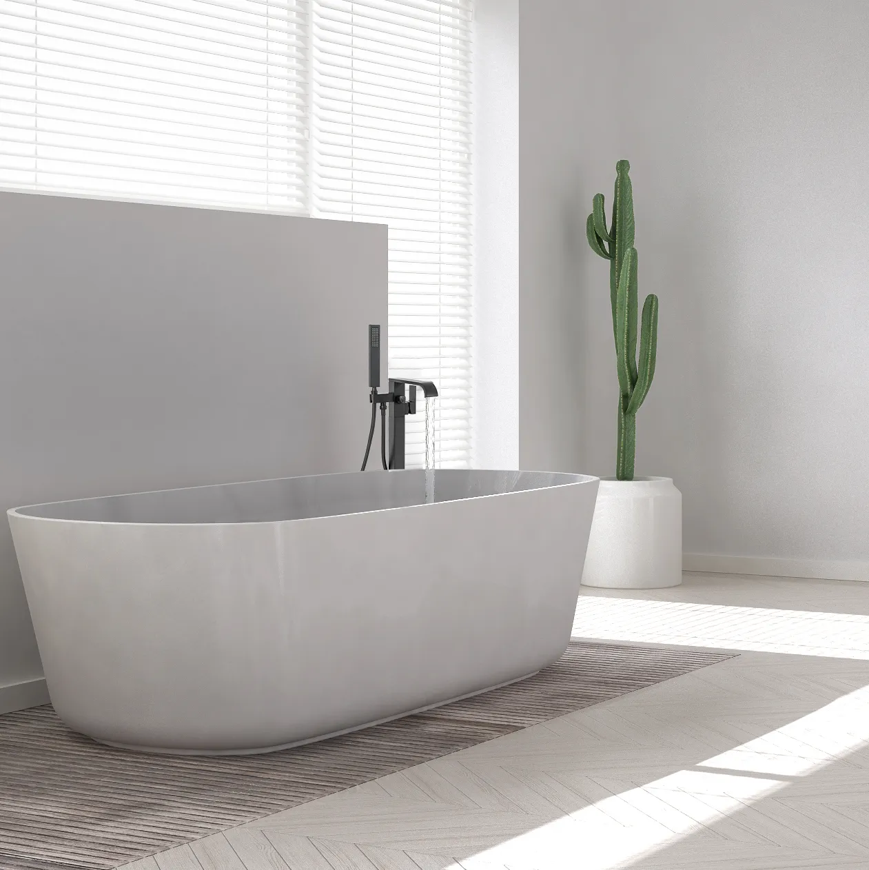 Baterie cadă de podea culoare negru mat înălțime 112 cm material alamă model Carat Black Matt [1]